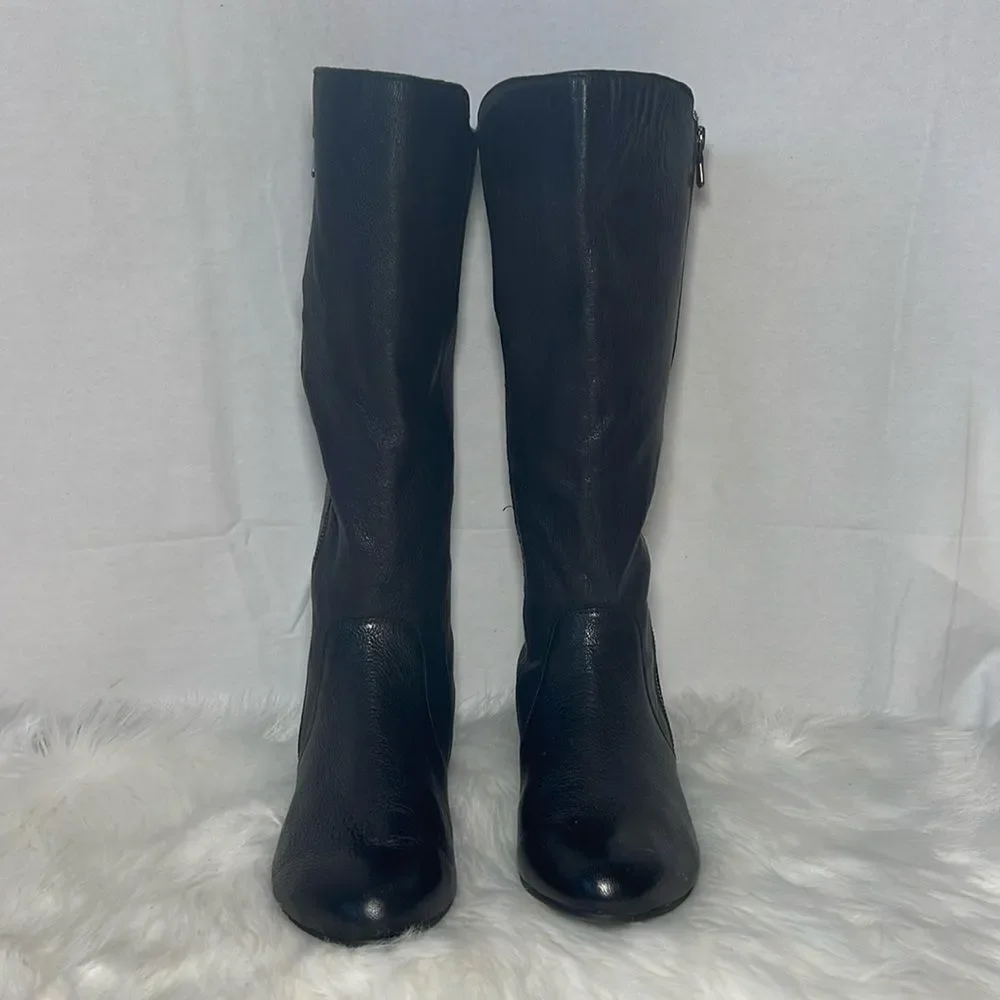 Gianni Bini Black Pebbled Leather Knee High Boots Sz‎ 8
